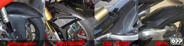 OPP Racing carbon fiber fender and complete line-up of carbon fiber fenders. sometimes called carbon hugger