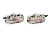 Brembo Racing Caliper Set, P4 30mm,GP4-MS, Billet Monobloc, 100mm Radial Mount, Front, Nickel (Finned Caliper) - 220D60050
