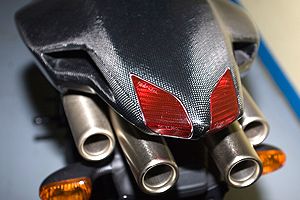 carbon fairings on a mv agusta, shown here is the carbon mv tail