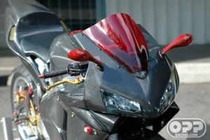 carbon motorcycle fairings on a honda. often called a carbon cbr